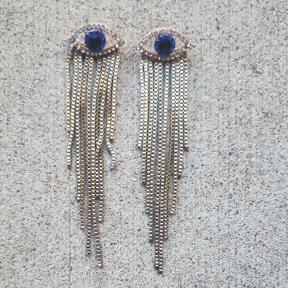 Rhinestone Eye Dangle Earrings